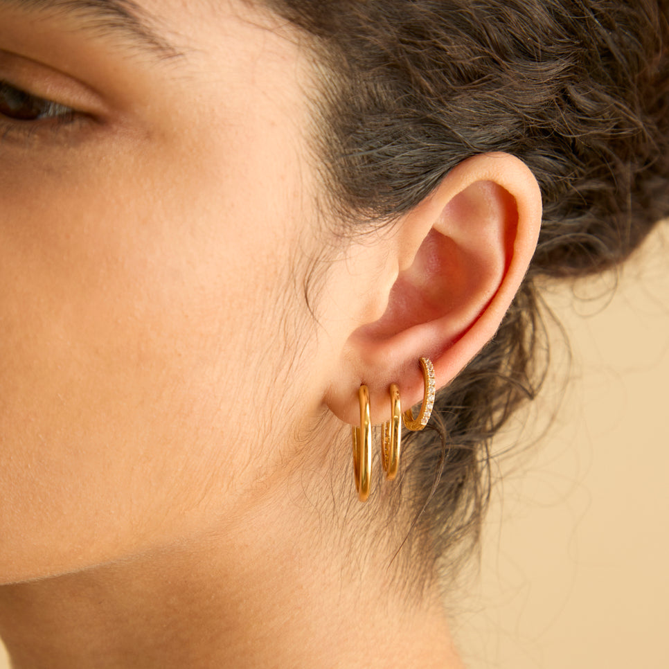 18k Gold Plated Jewellery - Essential Shimmer Hoop Gift Set in Gold - Stacking Sets - Astrid & Miyu