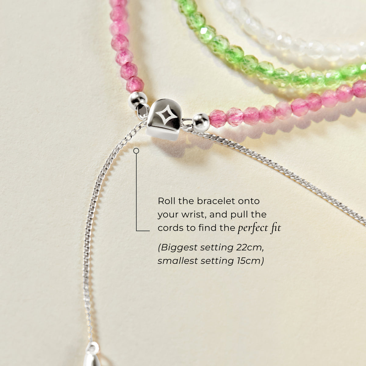 Bracelets - Olivine Gemstone Bracelet in 9k White Gold - Beaded Bracelet - Astrid & Miyu