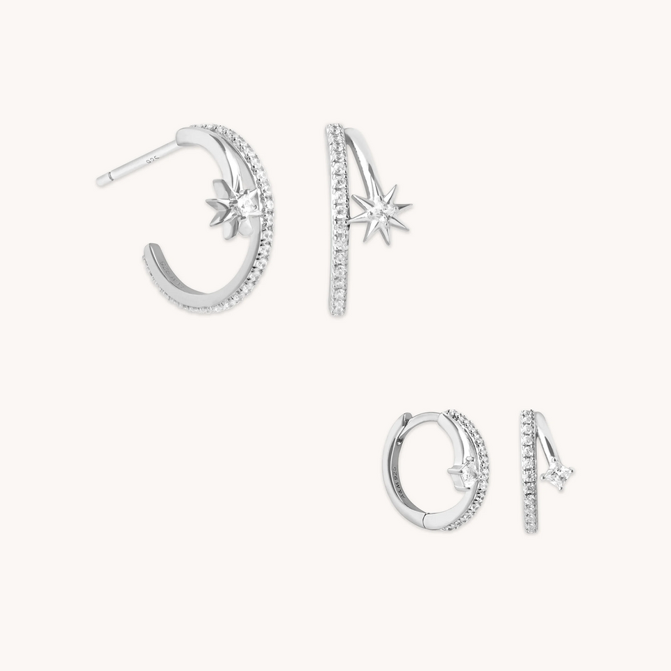 Bold Zodiacs & Zodiac Gift Sets - Cosmic Illusion Gift Set in Silver - Stacking Sets - Astrid & Miyu