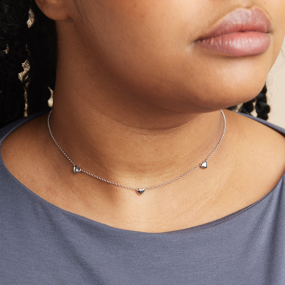 Charm Necklaces - Heart Charm Necklace in Silver - Charm Necklaces - Astrid & Miyu
