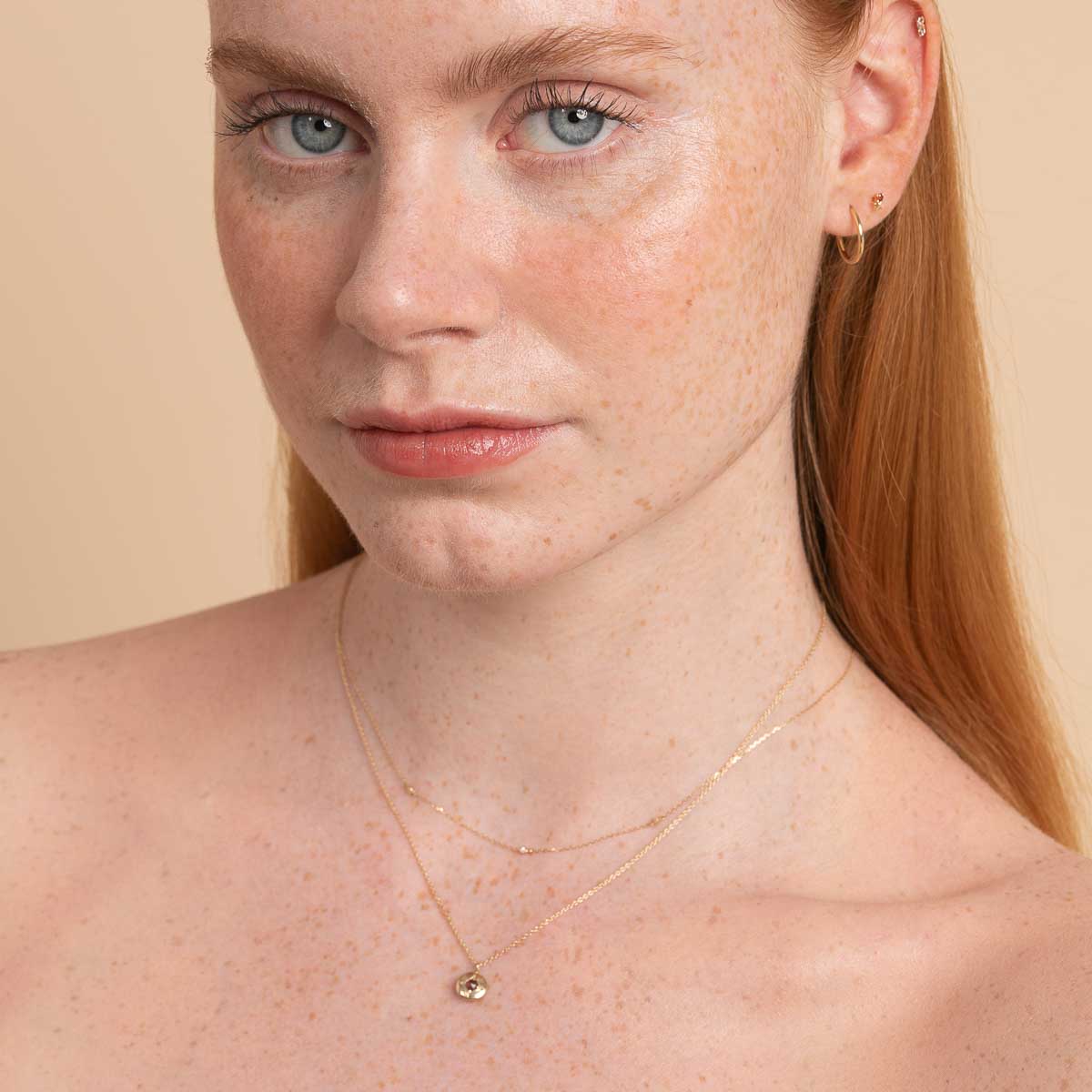 Birthstone Earrings - January Garnet Birthstone Earrings in Solid Gold - Stud Earrings - Astrid & Miyu