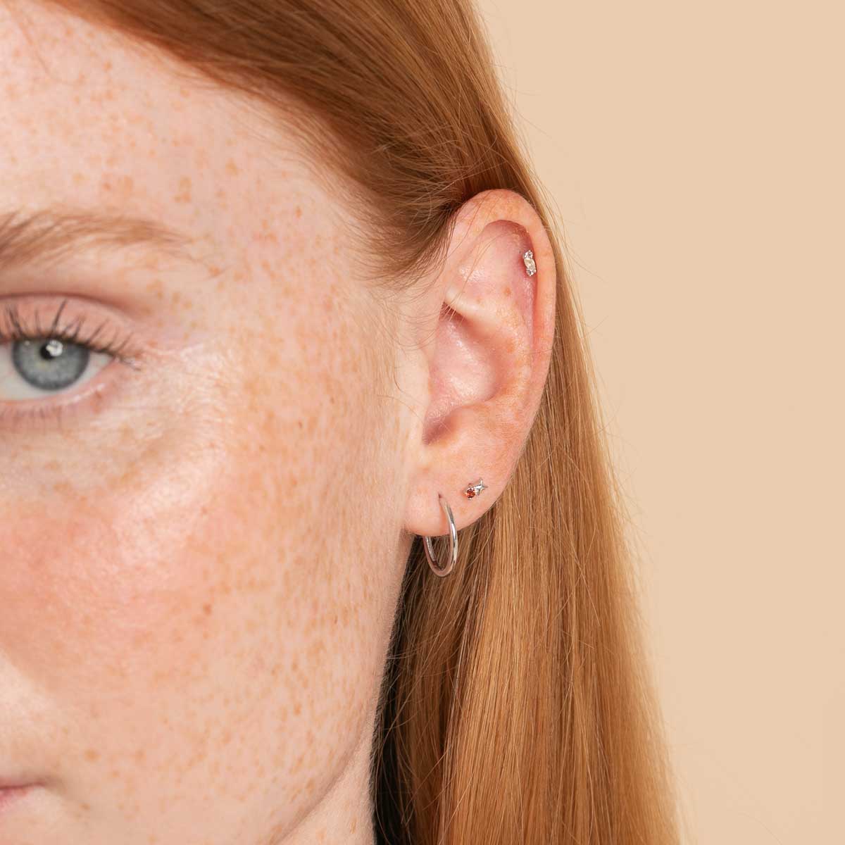 Birthstone Earrings - January Garnet Birthstone Earrings in Solid White Gold - Stud Earrings - Astrid & Miyu