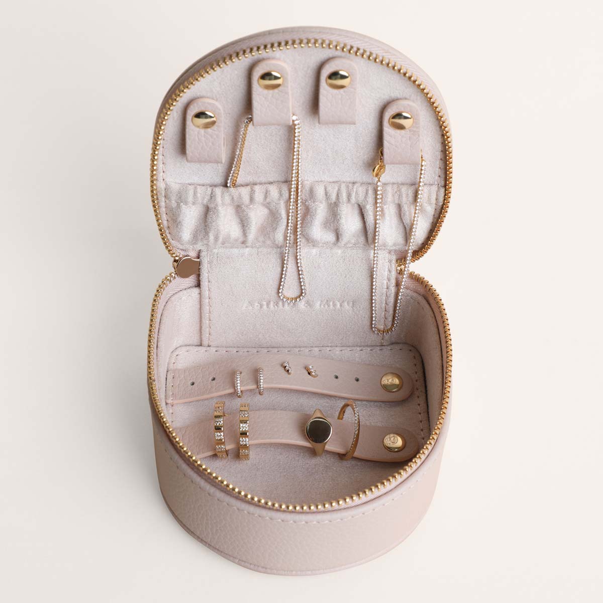 Jewellery Boxes - Leather Travel Jewellery Box in Fawn Sand - Jewellery Box - Astrid & Miyu