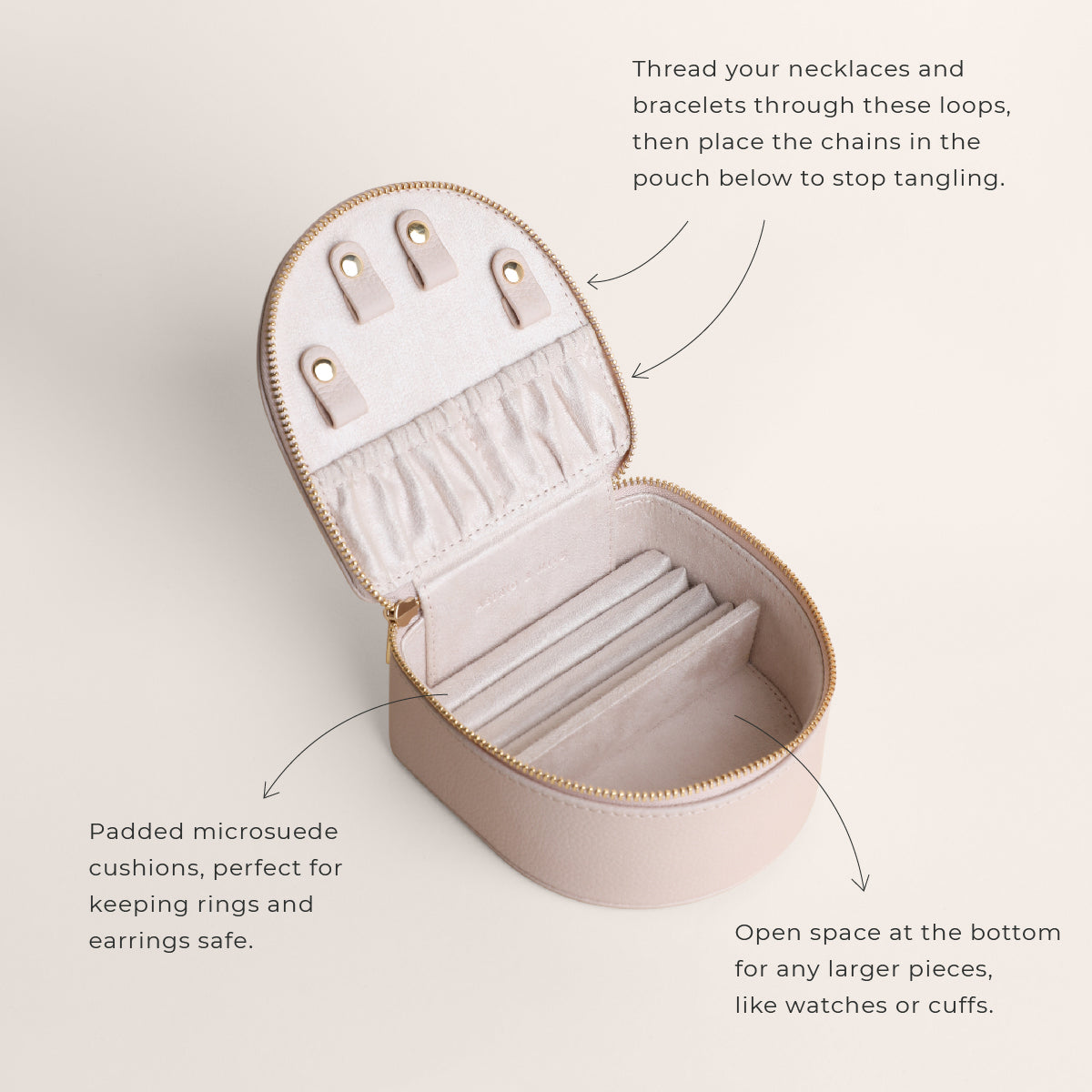 Jewellery Boxes - Leather Jewellery Box in Fawn Sand - Jewellery Box - Astrid & Miyu