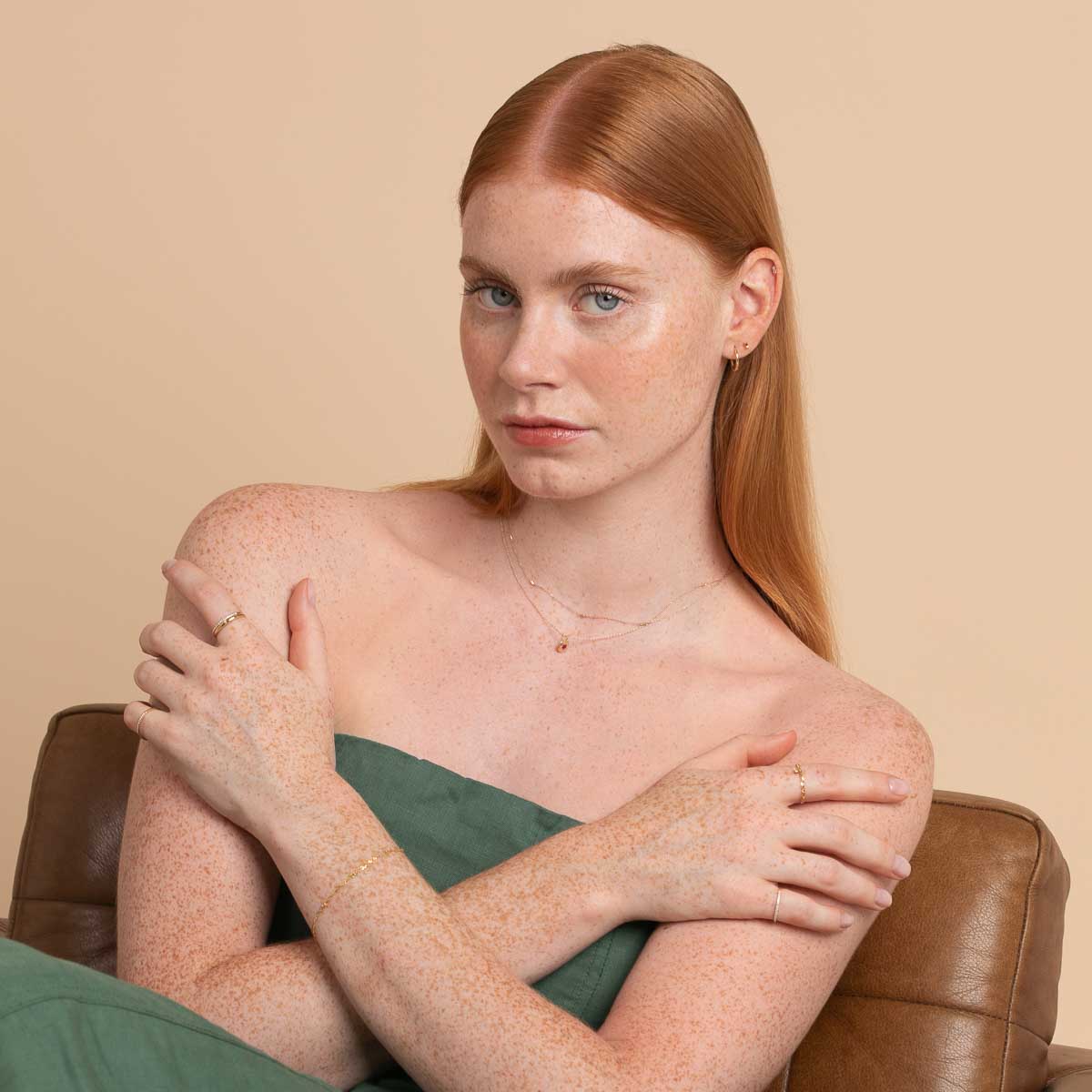 Gemstone Jewellery - July Ruby Birthstone Necklace in Solid Gold - Pendant Necklace - Astrid & Miyu