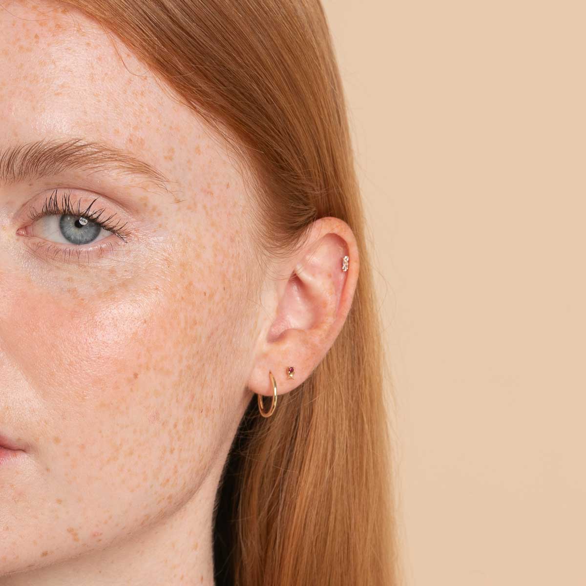 Birthstone Earrings - July Ruby Birthstone Earrings in Solid Gold - Stud Earrings - Astrid & Miyu