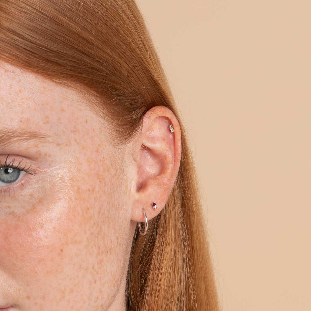 Birthstone Earrings - July Ruby Birthstone Earrings in Solid White Gold - Stud Earrings - Astrid & Miyu