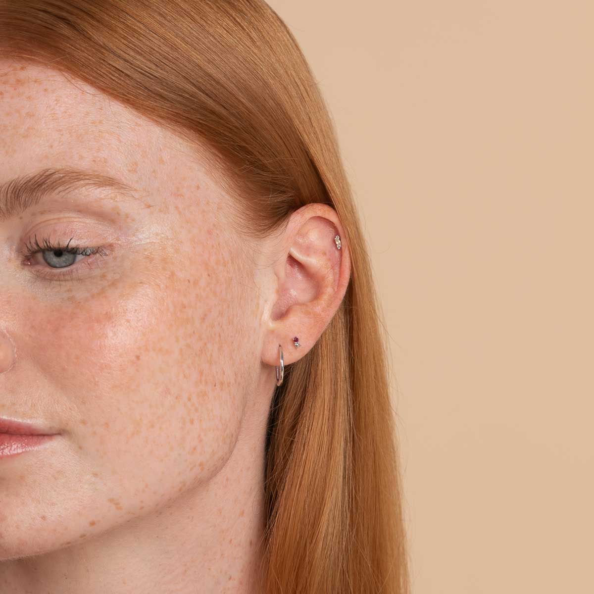 Birthstone Earrings - July Ruby Birthstone Earrings in Solid White Gold - Stud Earrings - Astrid & Miyu