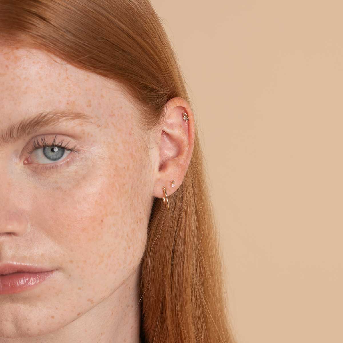 Birthstone Earrings - June Moonstone Birthstone Earrings in Solid Gold - Stud Earrings - Astrid & Miyu