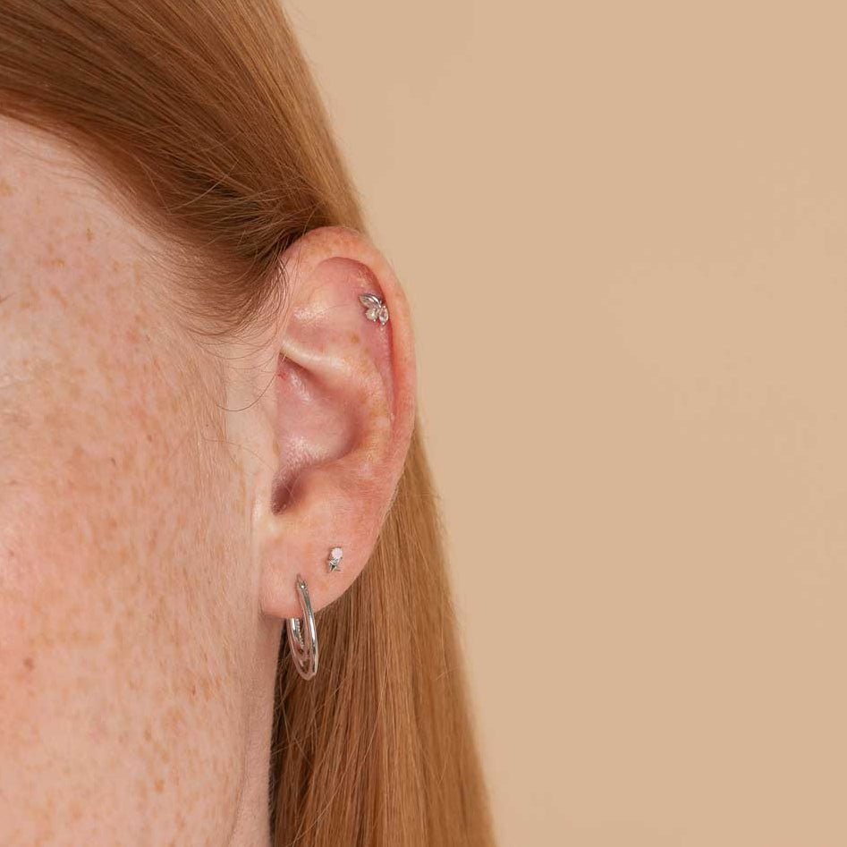 Birthstone Earrings - June Moonstone Birthstone Earrings in Solid White Gold - Stud Earrings - Astrid & Miyu