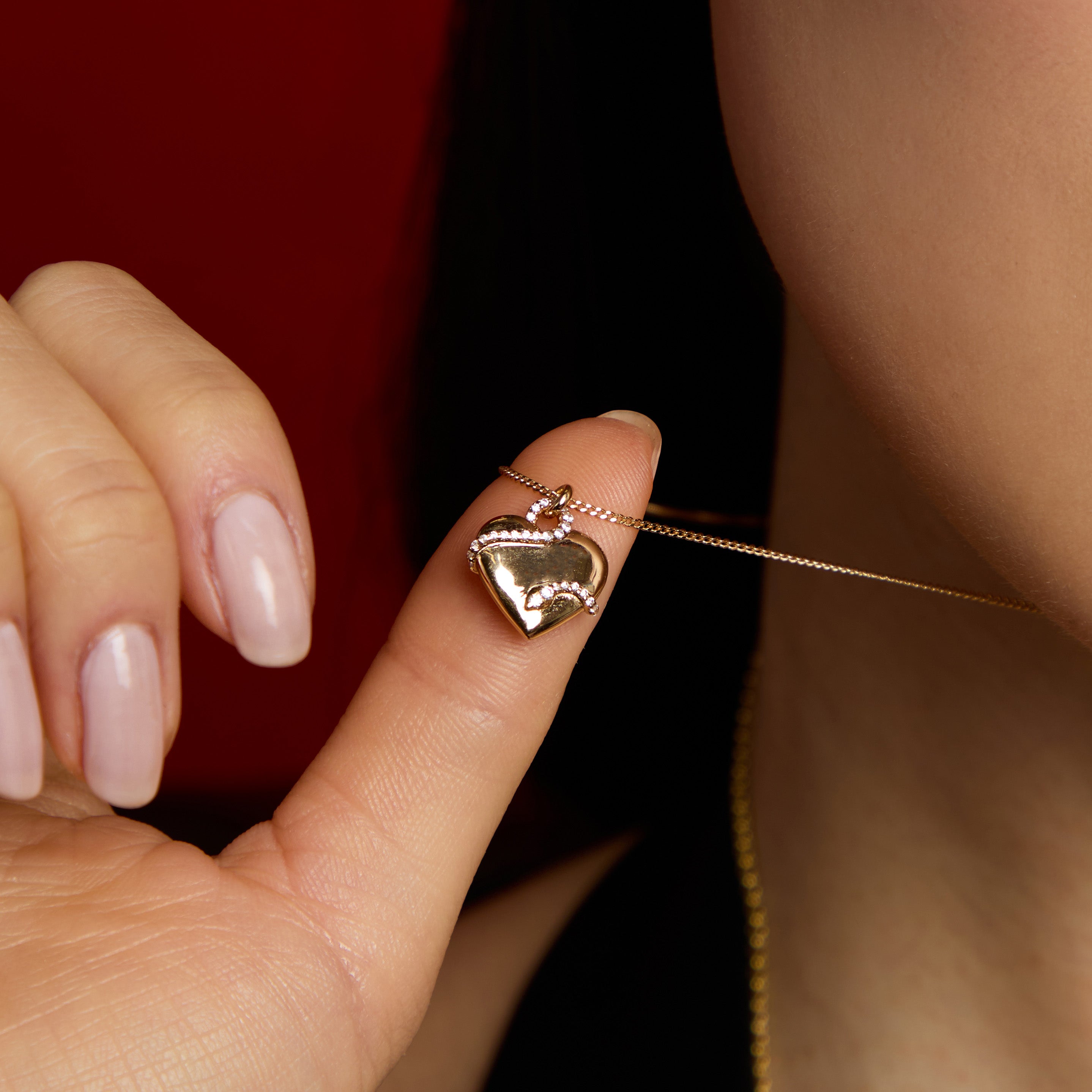 18k Gold Plated Jewellery - Heart & Snake Pendant Necklace in Gold - Pendant Necklace - Astrid & Miyu