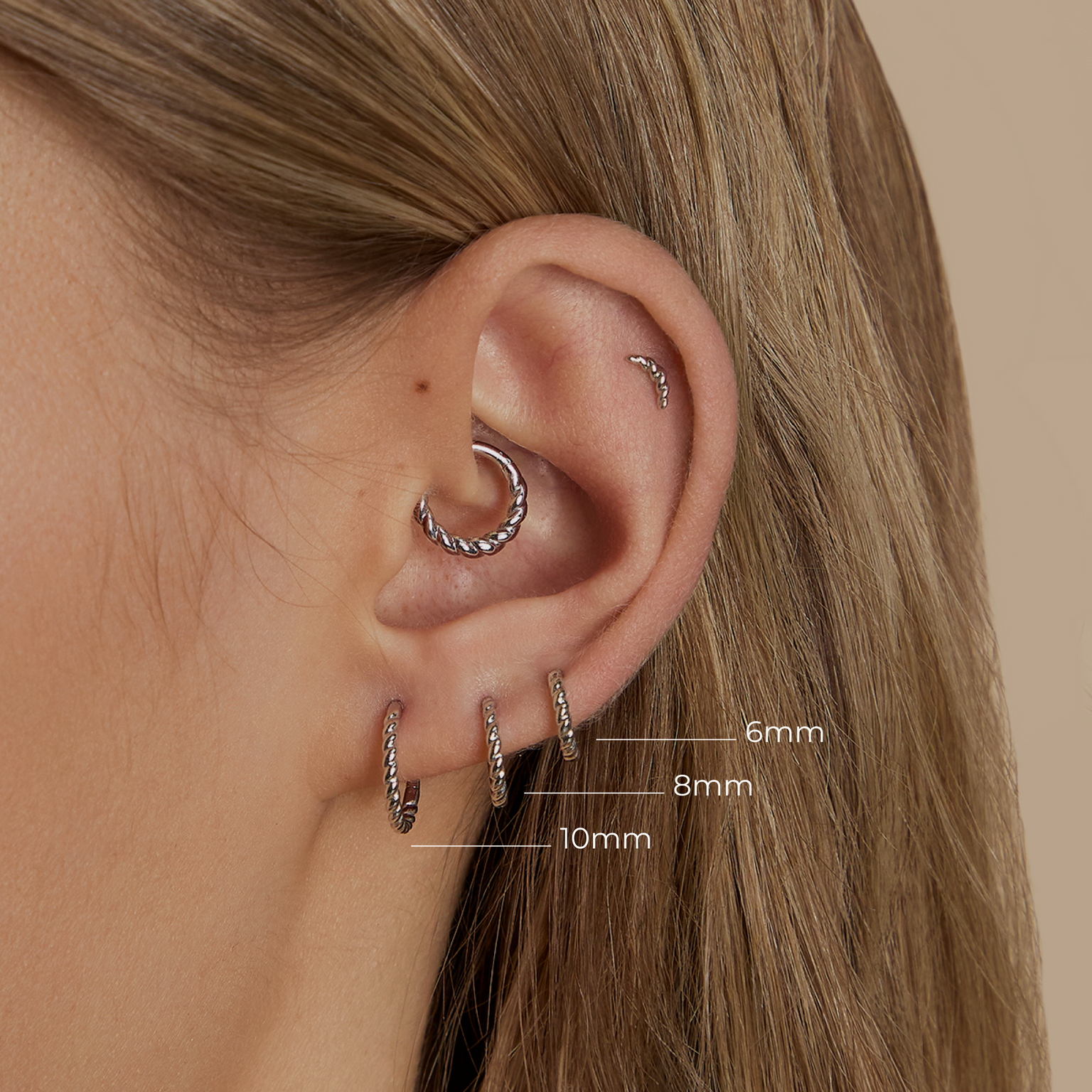 Twisted Rope Seamless Hoop in Solid White Gold-Astrid & Miyu