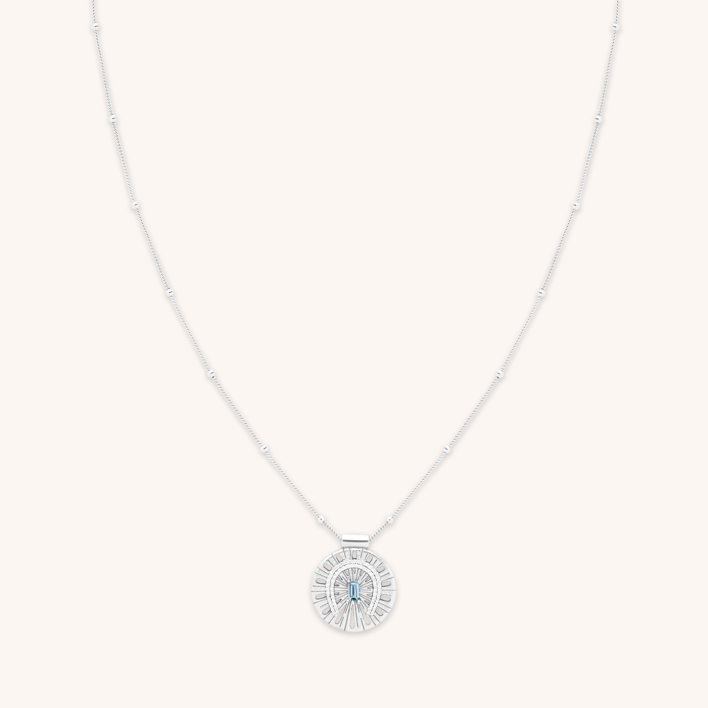 Gemstone Necklaces - Horseshoe Pendant Necklace in Silver - Pendant Necklace - Astrid & Miyu