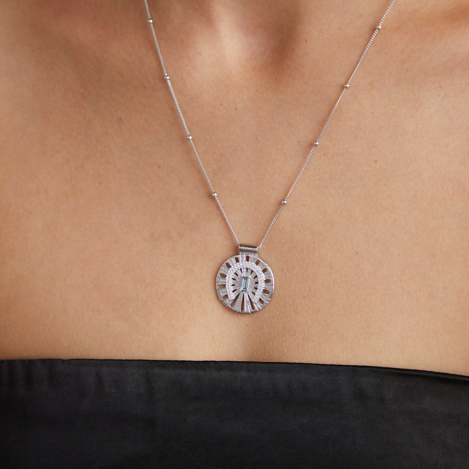 Gemstone Necklaces - Horseshoe Pendant Necklace in Silver - Pendant Necklace - Astrid & Miyu