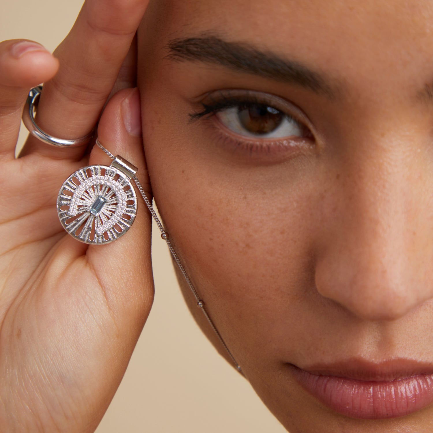 Gemstone Necklaces - Horseshoe Pendant Necklace in Silver - Pendant Necklace - Astrid & Miyu