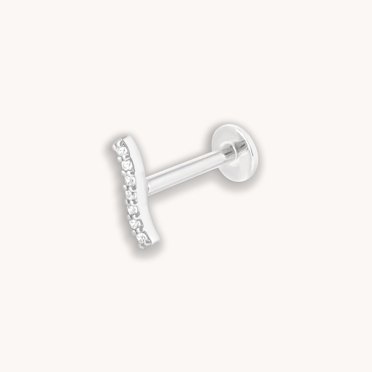 April White Topaz - Topaz Wave Piercing Stud 6mm in Solid White Gold - Piercing Stud - Astrid & Miyu