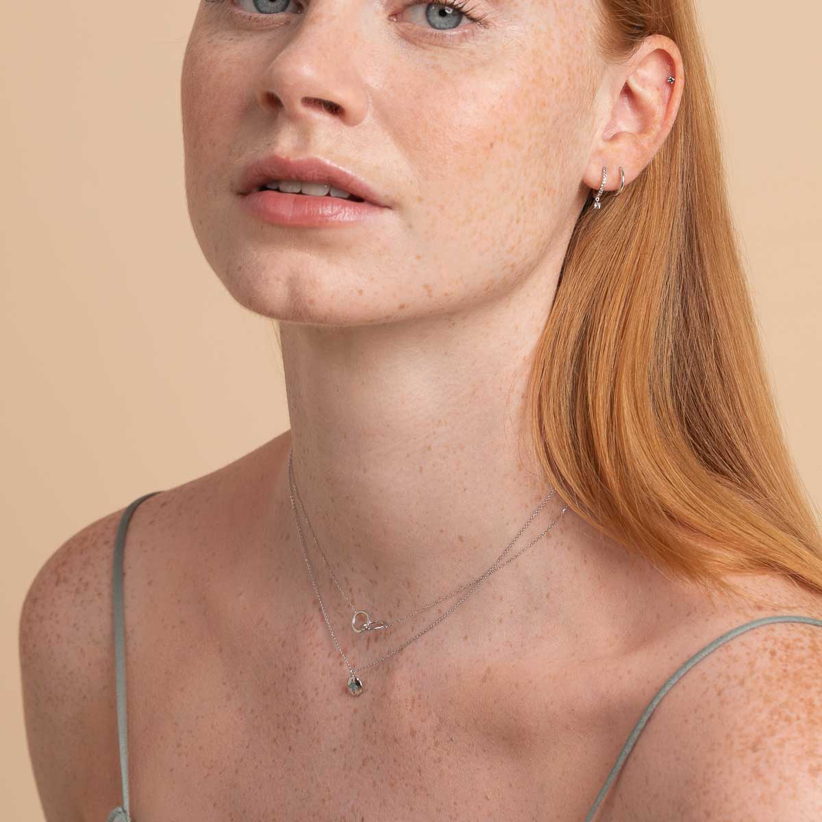 Birthstone Jewellery - March Aquamarine Birthstone Necklace in Solid White Gold - Pendant Necklace - Astrid & Miyu