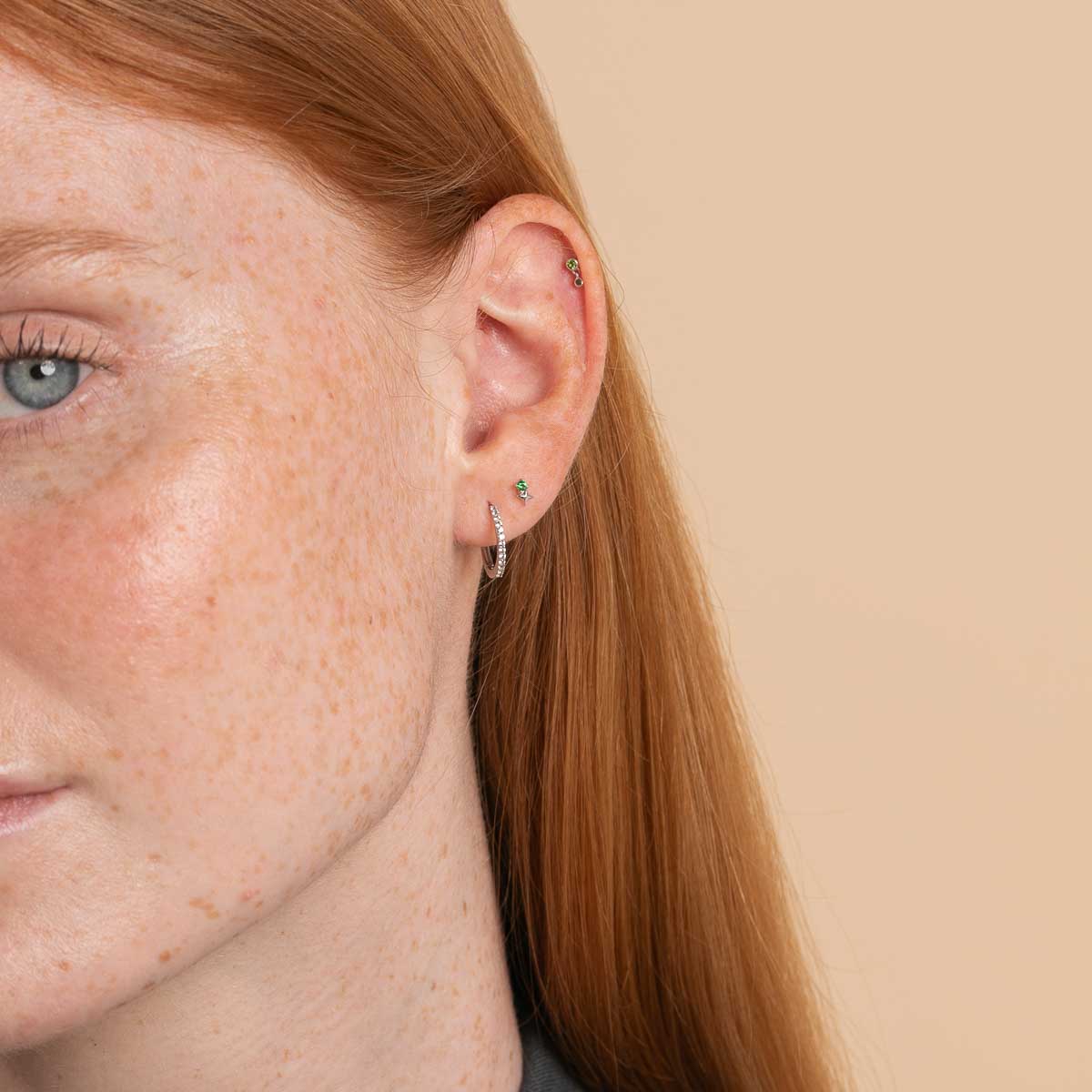 Birthstone Earrings - May Tsavorite Birthstone Earrings in Solid White Gold - Stud Earrings - Astrid & Miyu