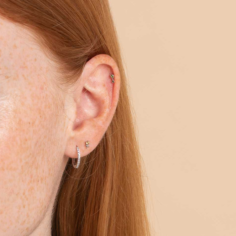 Birthstone Earrings - November Citrine Birthstone Earrings in Solid White Gold - Stud Earrings - Astrid & Miyu