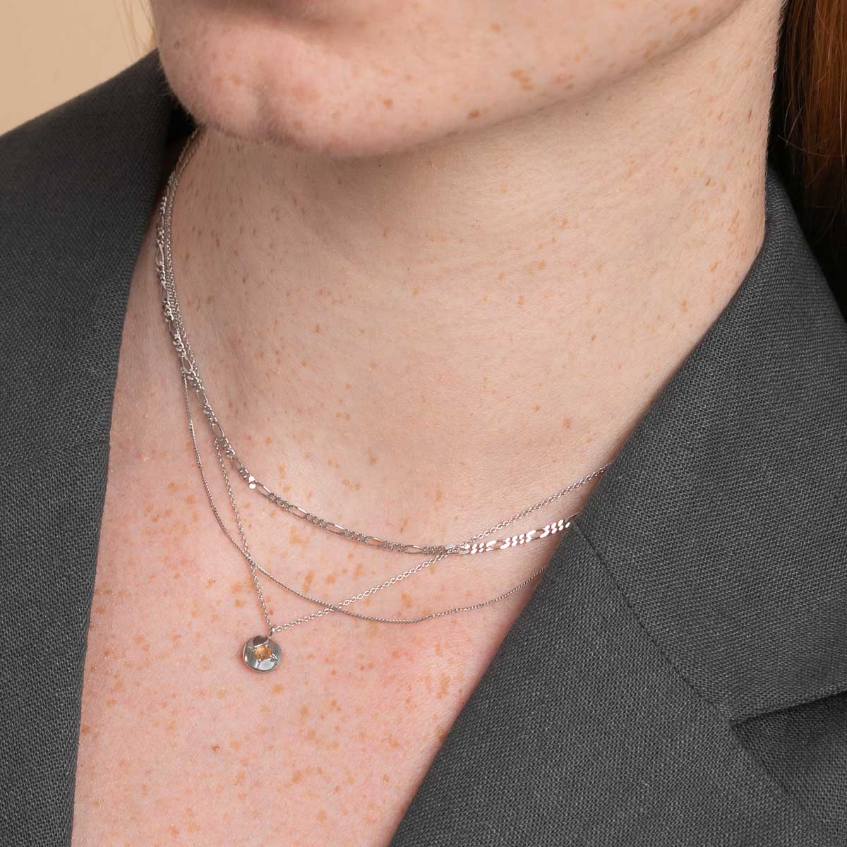 Gemstone Jewellery - November Citrine Birthstone Necklace in Solid White Gold - Pendant Necklace - Astrid & Miyu