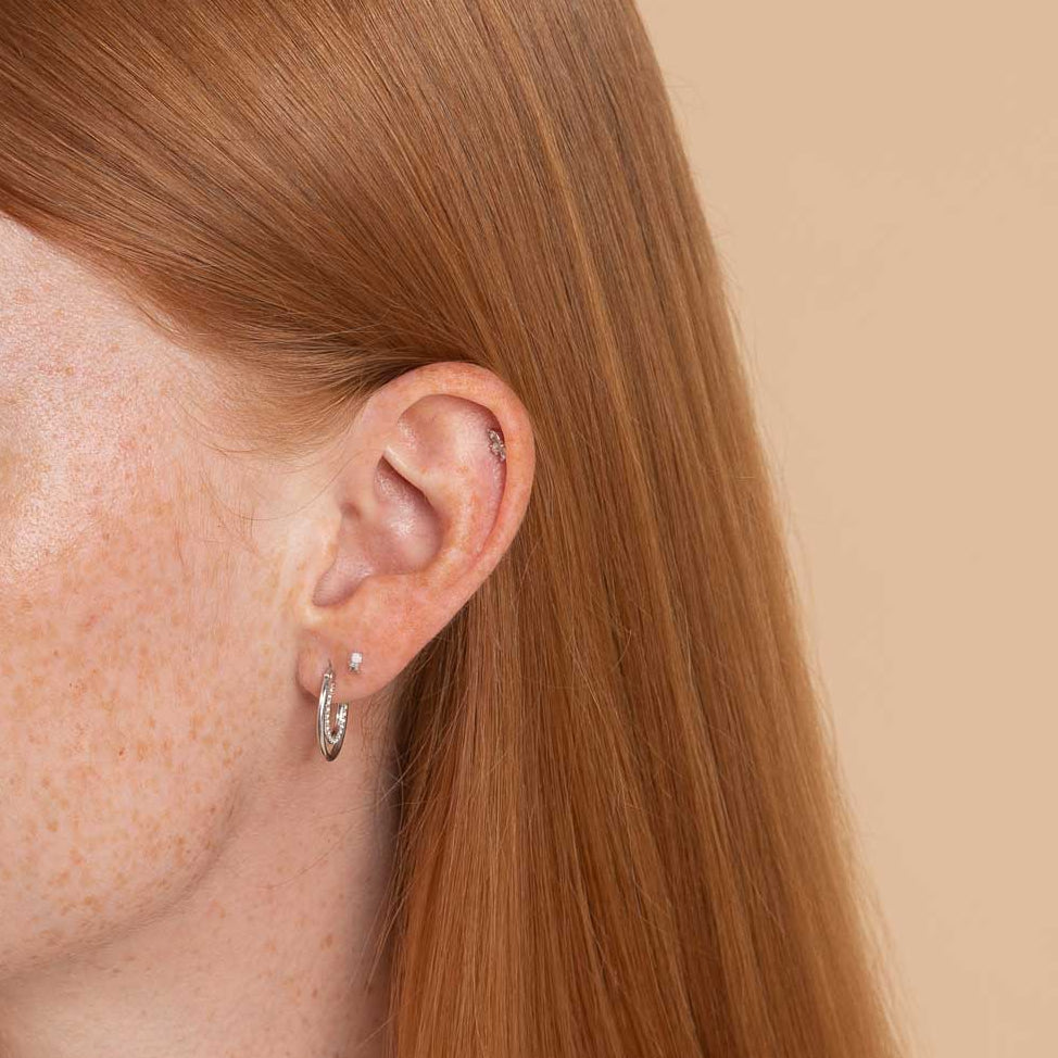 Birthstone Earrings - October Opal Birthstone Earrings in Solid White Gold - Stud Earrings - Astrid & Miyu