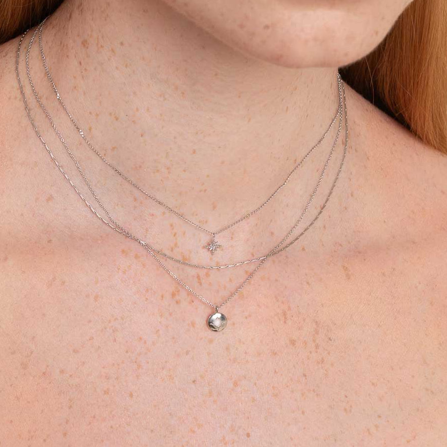 Birthstone Jewellery - October Opal Birthstone Necklace in Solid White Gold - Pendant Necklace - Astrid & Miyu