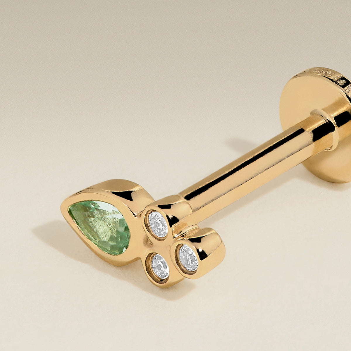 Diamond & Green Sapphire Cluster Piercing Stud in Solid Gold-Astrid & Miyu