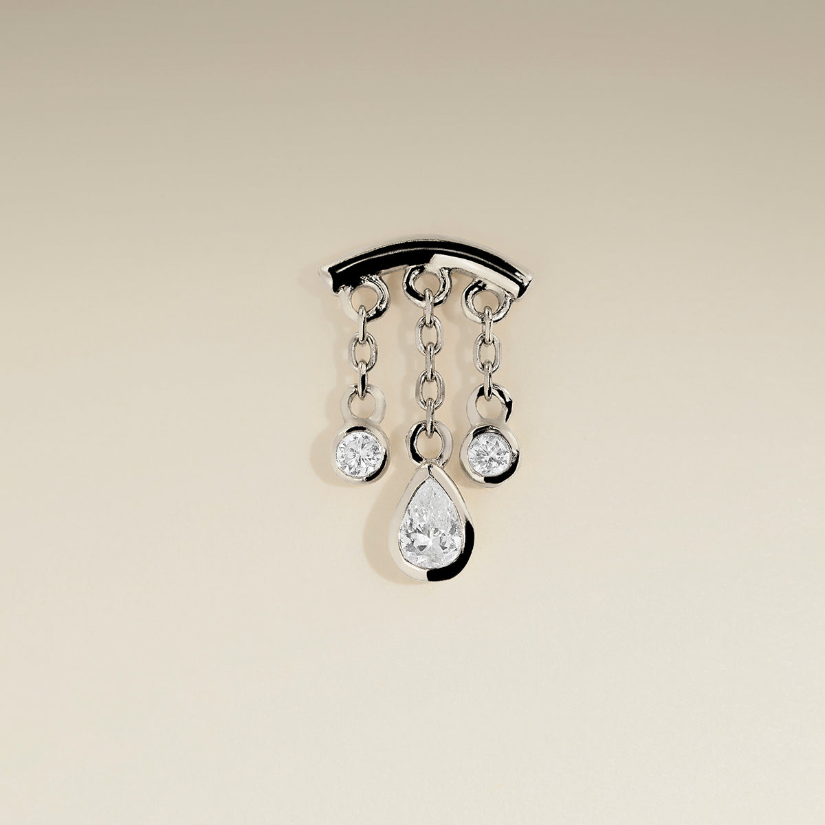 Diamond Pear Multi Charm Hidden Helix in Solid White Gold-Astrid & Miyu