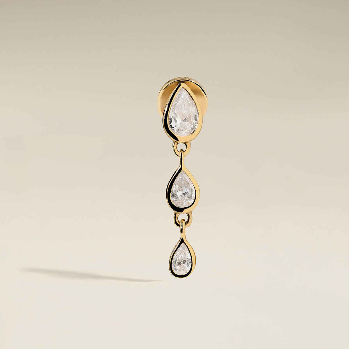 Diamond Pear Drop Stud in Solid Gold-Astrid & Miyu
