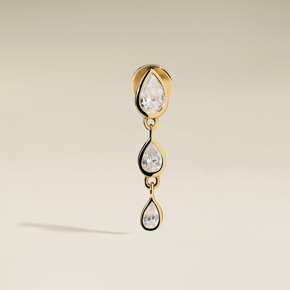 Diamond Pear Drop Stud in Solid Gold-Astrid & Miyu