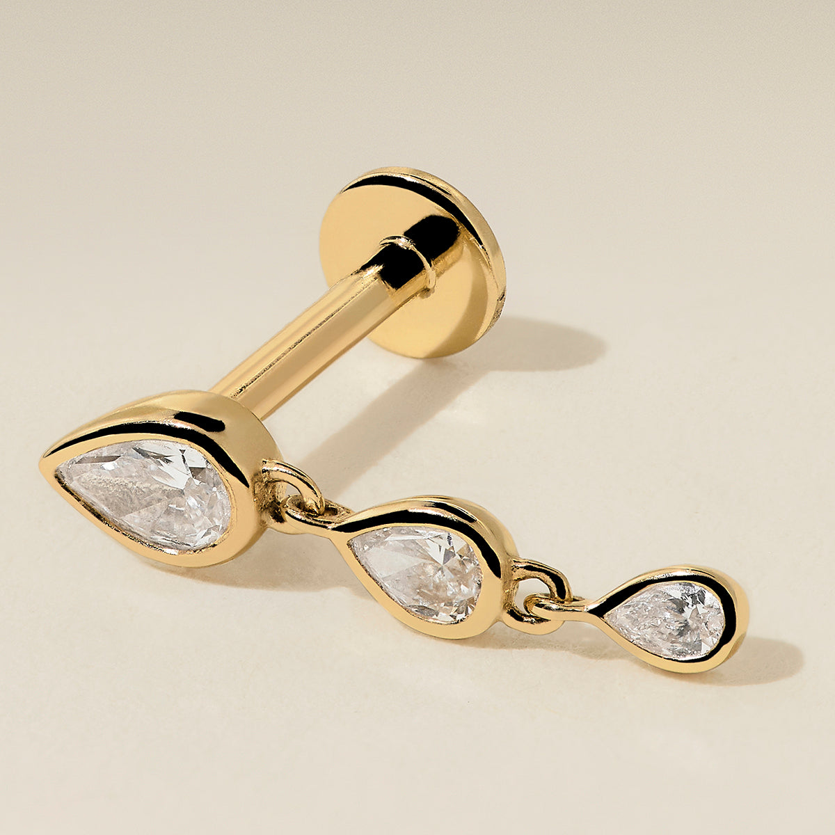 Diamond Pear Drop Stud in Solid Gold-Astrid & Miyu