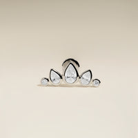 Diamond Pear Curved Piercing Stud in Solid White Gold-Astrid & Miyu