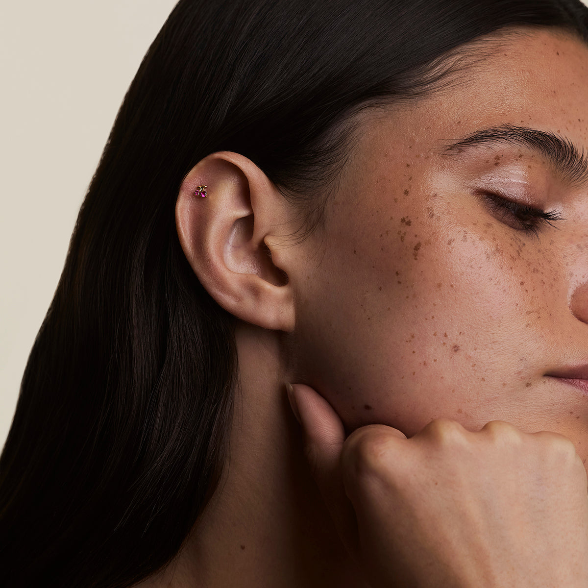 Cherry Titanium Piercing Stud in Gold-Astrid & Miyu
