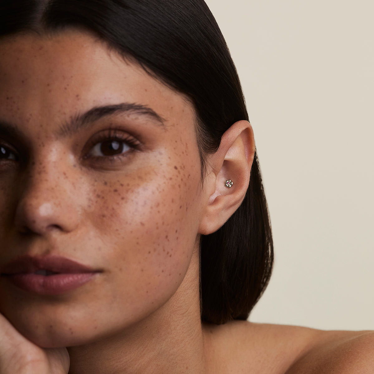 Hibiscus Titanium Piercing Stud in Platinum-Astrid & Miyu