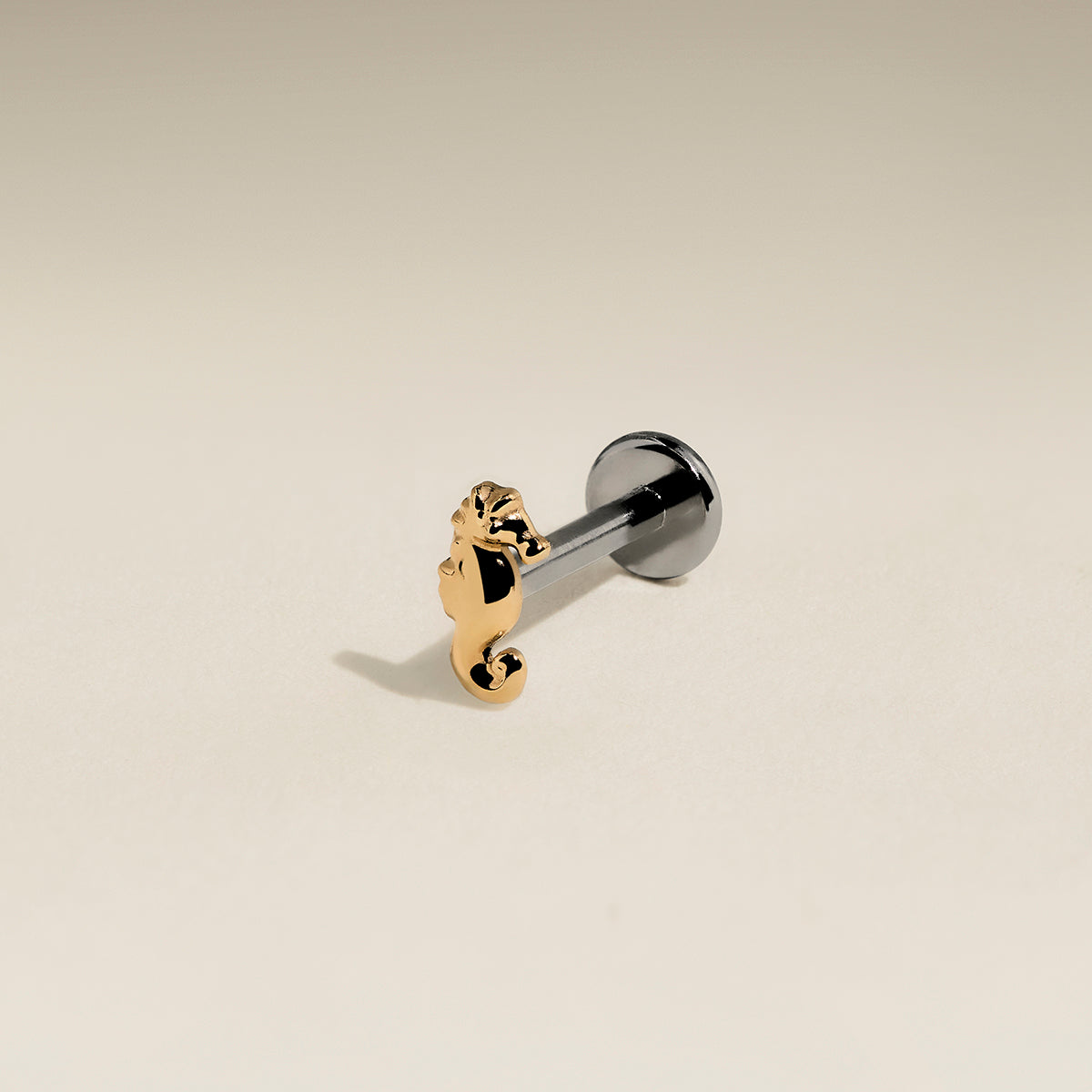 Seahorse Titanium Piercing Stud in Gold-Astrid & Miyu