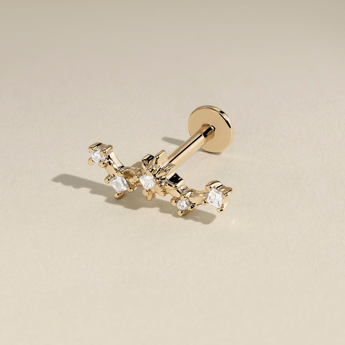 Diamond Constellation Piercing Stud in Solid Gold-Astrid & Miyu