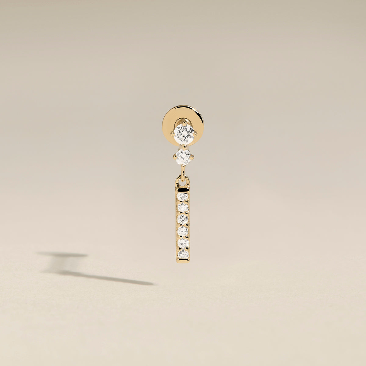 Diamond Pavé Bar Charm Piercing Stud in Solid Gold-Astrid & Miyu