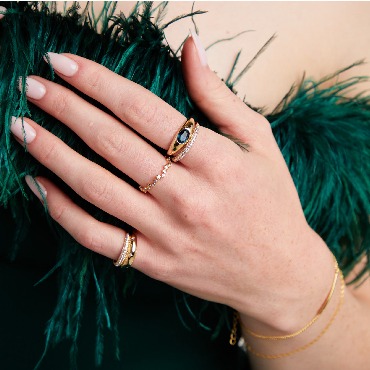 18k Gold Plated Jewellery - Dome Pavé Ring in Gold - Rings - Astrid & Miyu