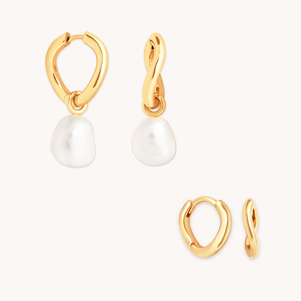 Bold Zodiacs & Zodiac Gift Sets - Serenity Pearl Gift Set in Gold - Stacking Sets - Astrid & Miyu