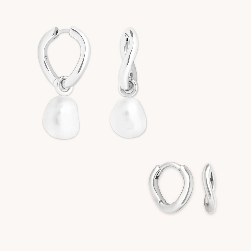 Bold Zodiacs & Zodiac Gift Sets - Serenity Pearl Gift Set in Silver - Stacking Sets - Astrid & Miyu