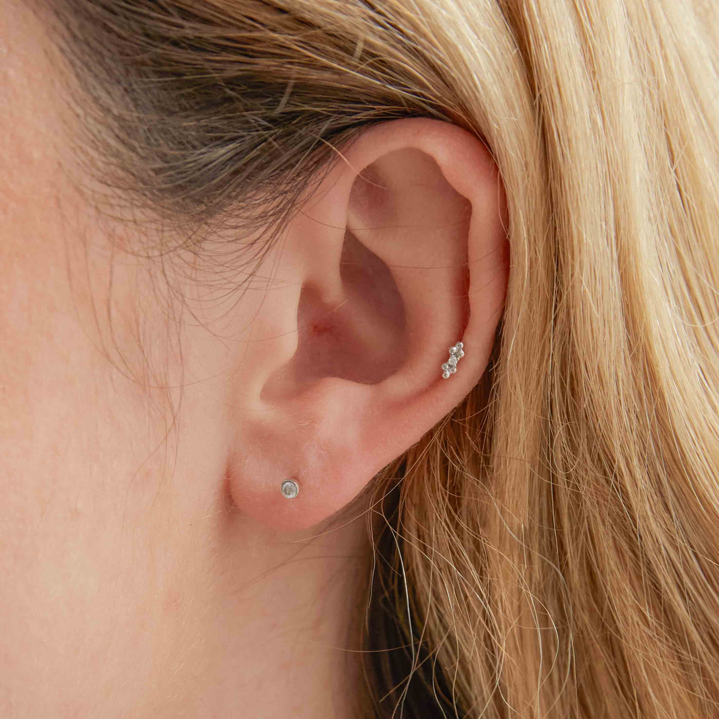 Topaz Gem Piercing Stud in Solid White Gold-Astrid & Miyu