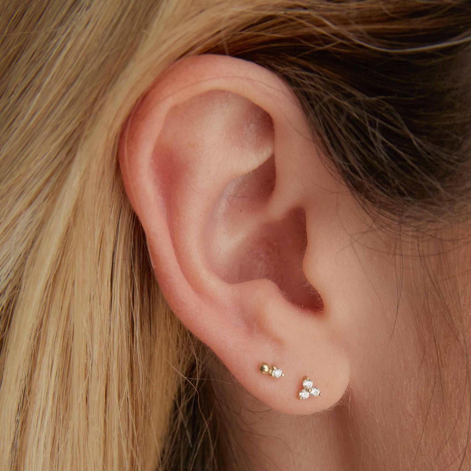 Triple Topaz Piercing Stud 6mm in Solid Gold-Astrid & Miyu