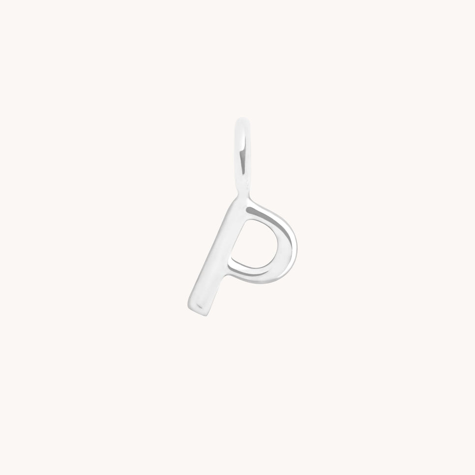 Initial Charms - P Initial Charm 9k White Gold - Welding Charm - Astrid & Miyu