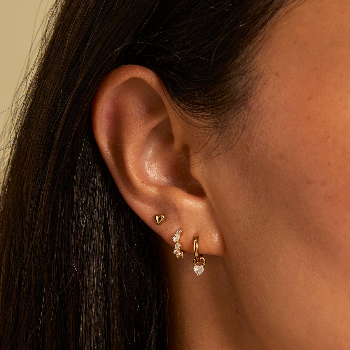 18k Gold Plated Jewellery - Crystal Pear Huggies in Gold - Huggies - Astrid & Miyu