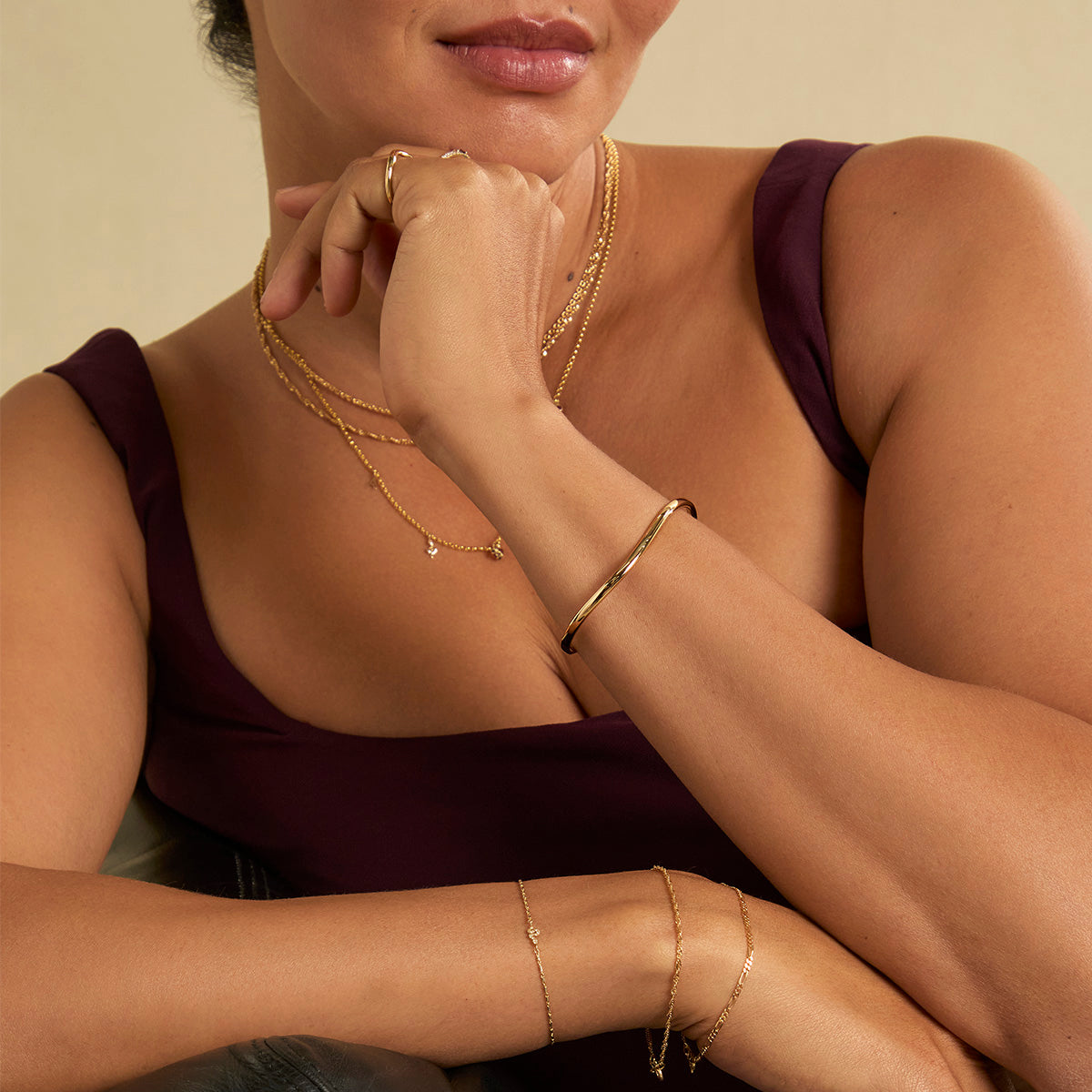 18k Gold Plated Jewellery - Infinite Cuff in Gold - Bracelets - Astrid & Miyu