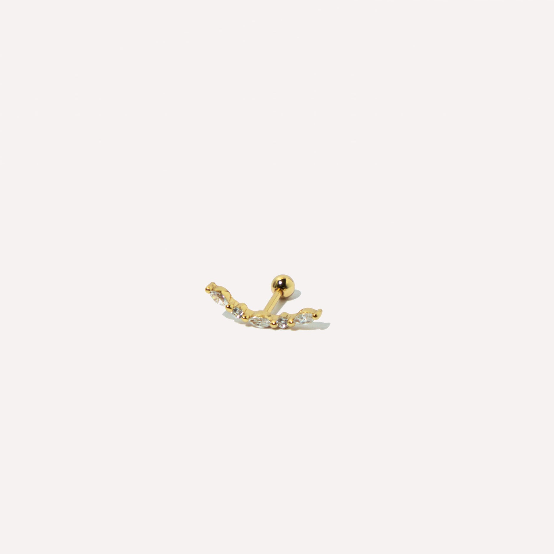18k Gold Plated Jewellery - Navette Crystal Curved Barbell in Gold - Barbell Earring - Astrid & Miyu