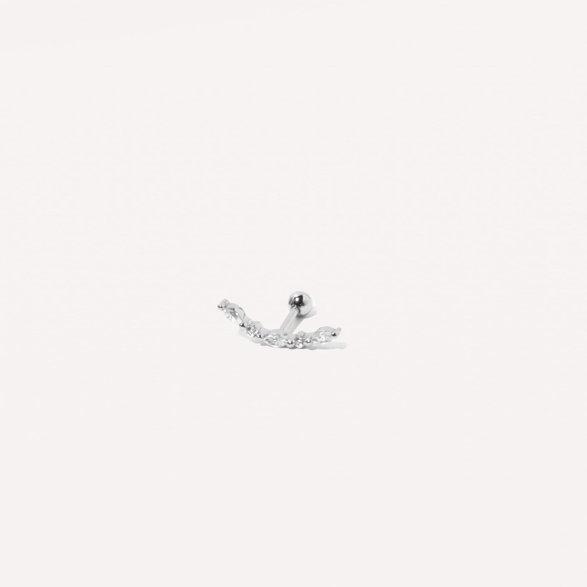 Core Collection SS23 - Navette Crystal Curved Barbell in Silver - Barbell Earring - Astrid & Miyu