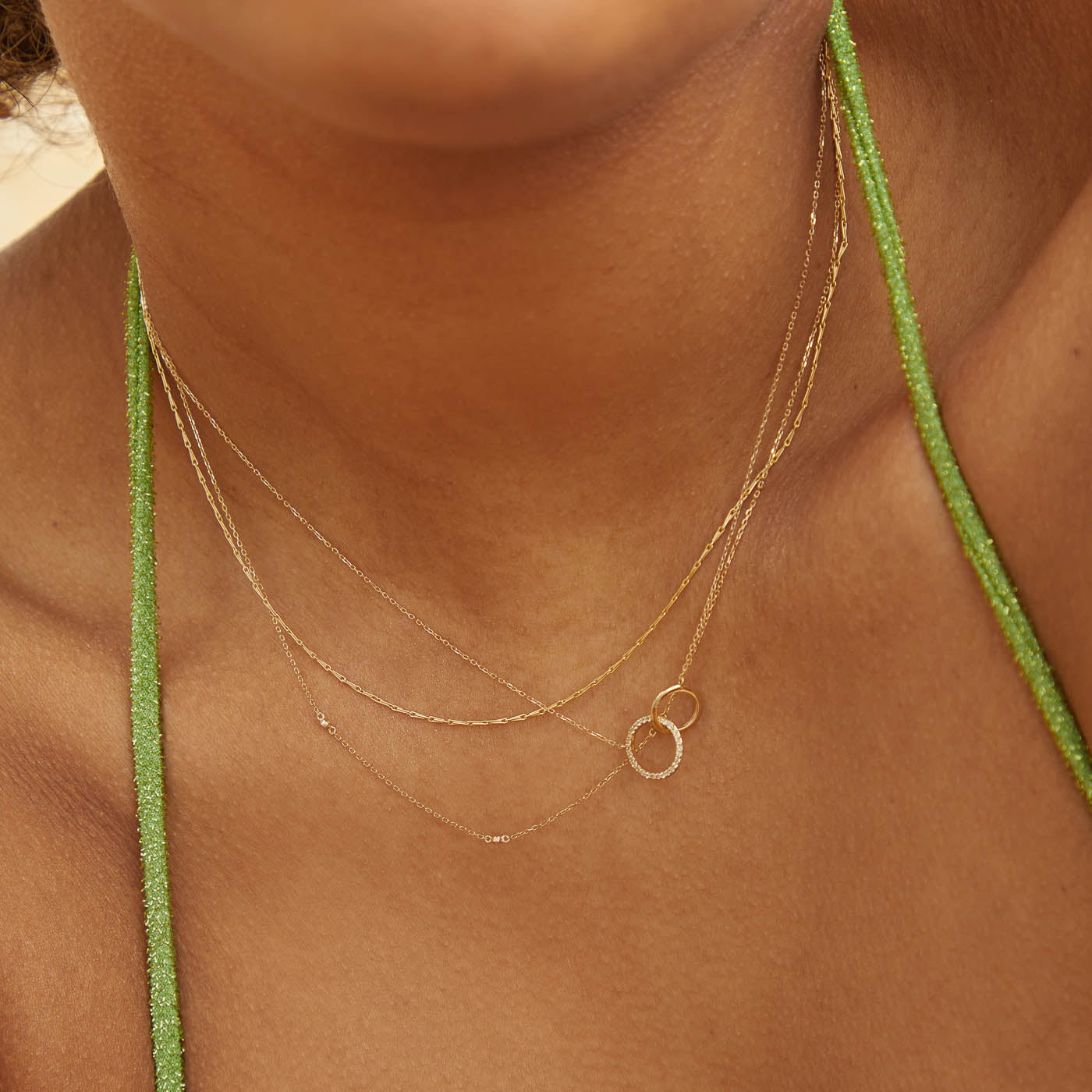 April White Topaz - Orbit Topaz Necklace in Solid Gold - Pendant Necklace - Astrid & Miyu