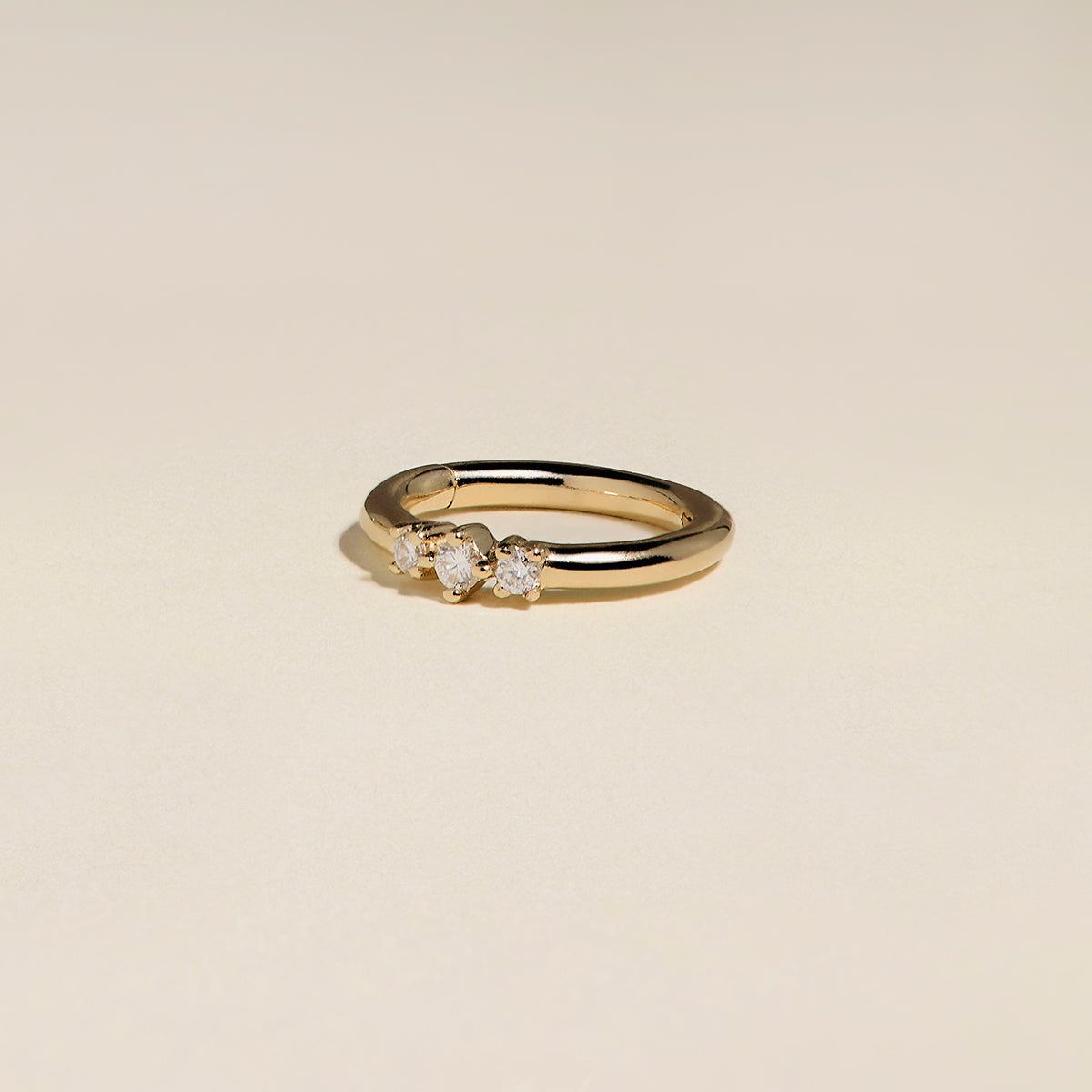 Diamond Triology Seamless Piercing Hoop in Solid Gold-Astrid & Miyu