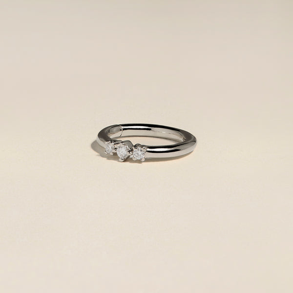 Diamond Triology Seamless Piercing Hoop in Solid White Gold-Astrid & Miyu